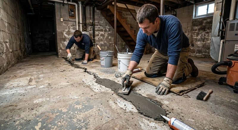Cracked Basement Floor Repair in West Haven, CT