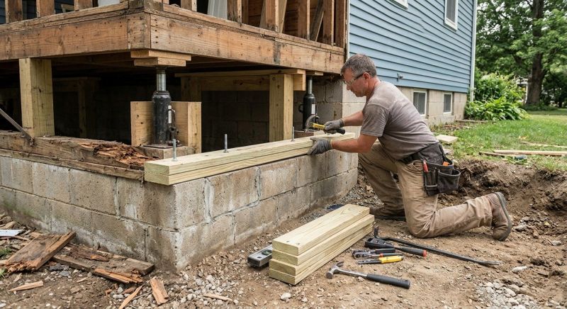 Sinking Foundation Repair in Durham, CT